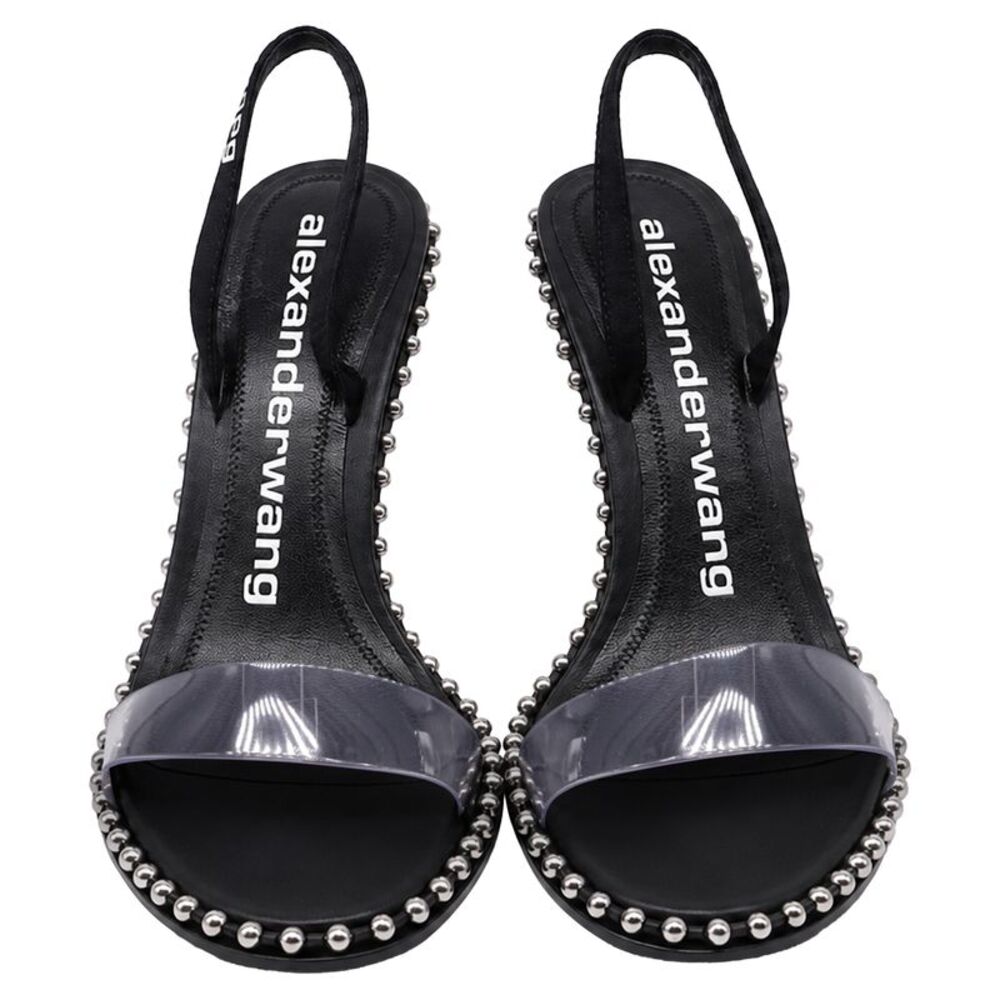 Alexander Wang Nova Studded Slingback Sandal Heels in Black Leather - Picture 2 of 9